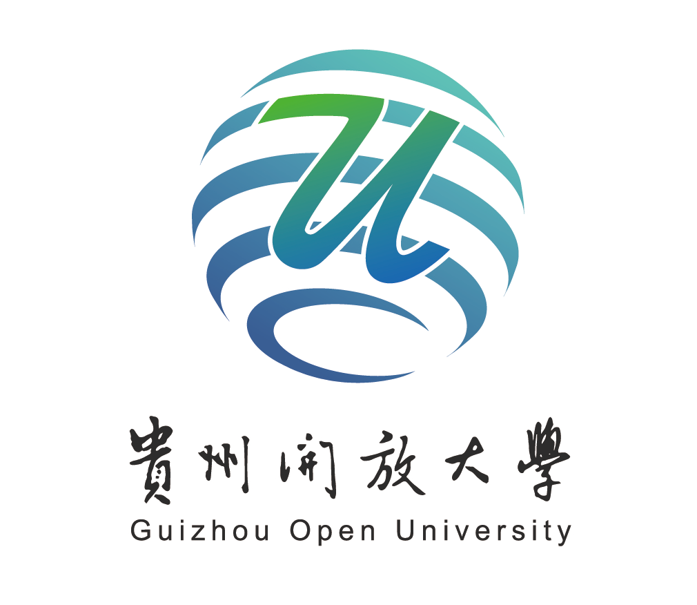 贵州开放大学logo由地球形状 月亮之形"c" 彩带之形"u"字母三部分组成